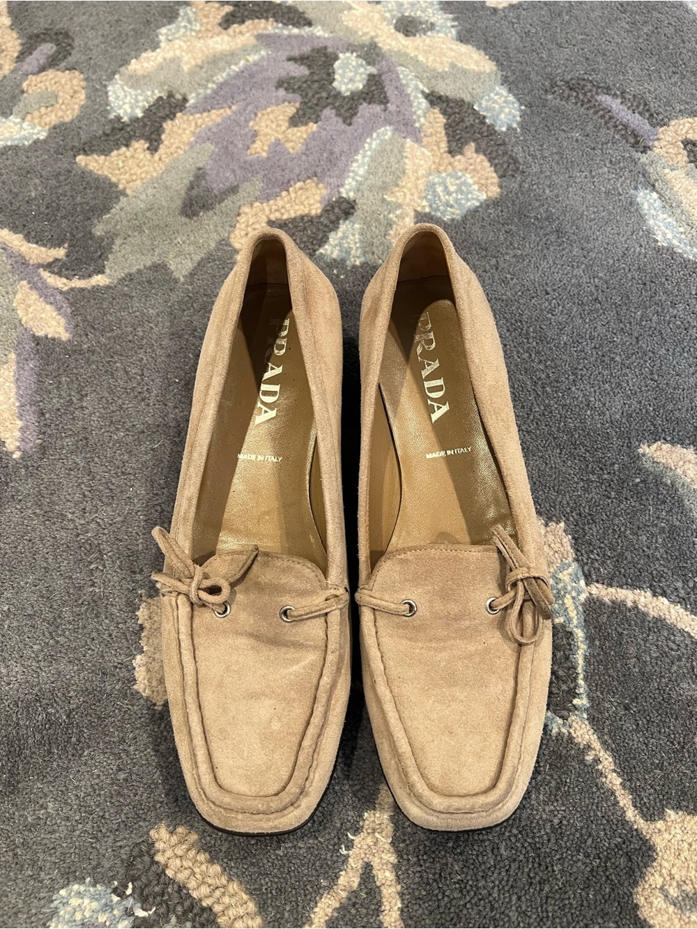 Vintage Prada Tan Suede Women Loafers Size 37